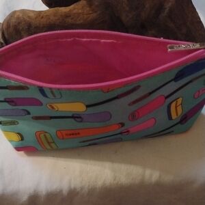 Clinique Teal Cosmetic Pouch with Pink Trim